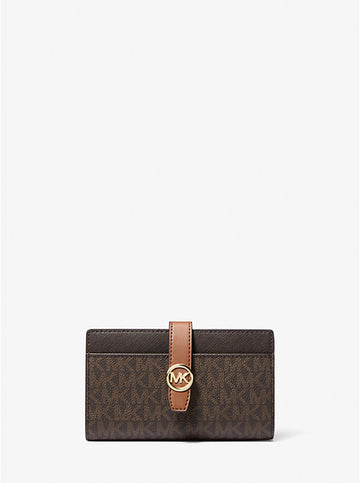 Portefeuille Michael Kors Greenwich moyen avec logo signature