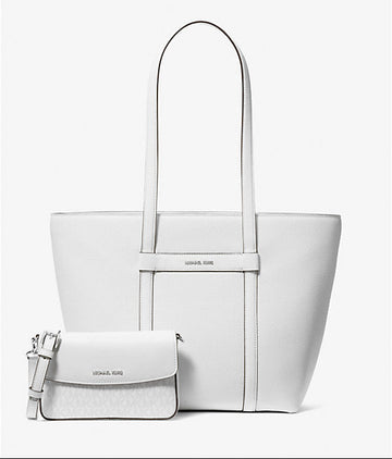 Sac fourre-tout 2-en-1 Jet Set en cuir grainé et logo Michael Kors