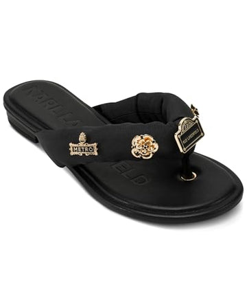 Karl Lagerfeld Paris womens Everyday Cushioned Insole Celin Floral - Flat Slide Sandal