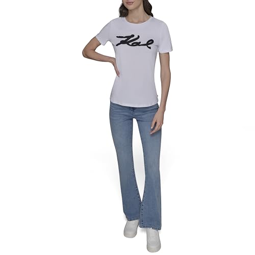 Karl Lagerfeld Women's Soft Everyday Logo Casual T-Shirt