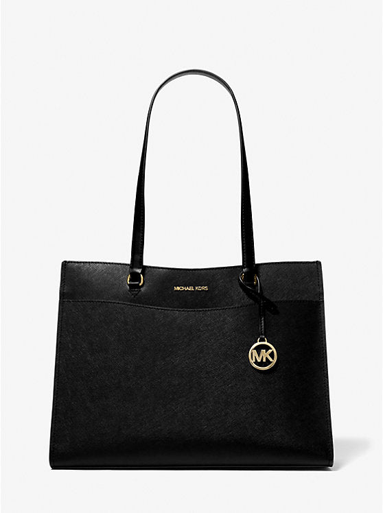 Grand sac fourre-tout de poche en cuir Saffiano Jet Set Travel de Michael Kors
