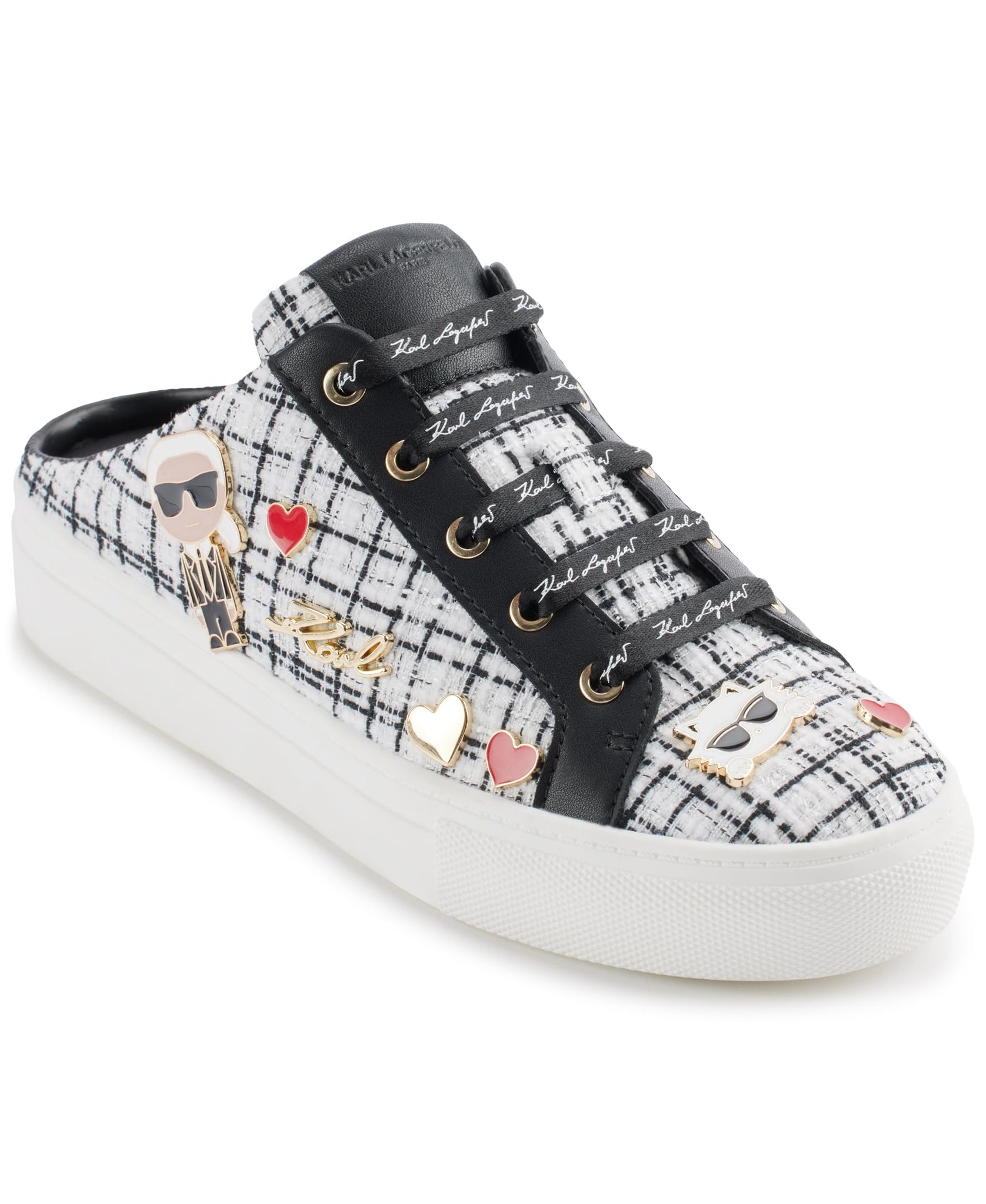 Karl Lagerfeld Womens Cambria Slip on Sneaker Mule with Pins Sneaker